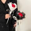 1 Bundle Knitting Flower Rose Holiday Gifts Single Bouquet Crochet Fake Floral Knitted Flower Fairy Stick Hand-Knitted Finished