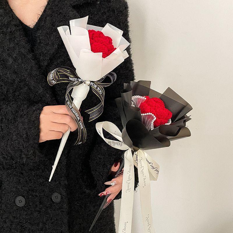 Креативная вязаная роза, волшебная палочка феи, подарок на День святого Валентина и день рождения, милый, прекрасный вязаный крючком подсолнух, волшебная палочка, маленький букет
