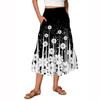 Women's Vintage Gradient Print Flowy Flared Ruffle A-Line Maxi Skirt