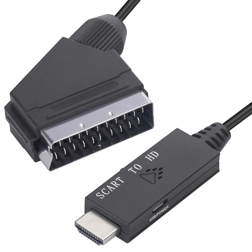 1080P SCART To HDMI Video Audio Converter Adapter Cable Male To Male SCART Input To HDMI Output for HDTV Sky Box STB Plug Play