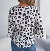 Women Spring Autumn Temperament Leopard Print V-Neck Long Sleeve Shirt Blouses