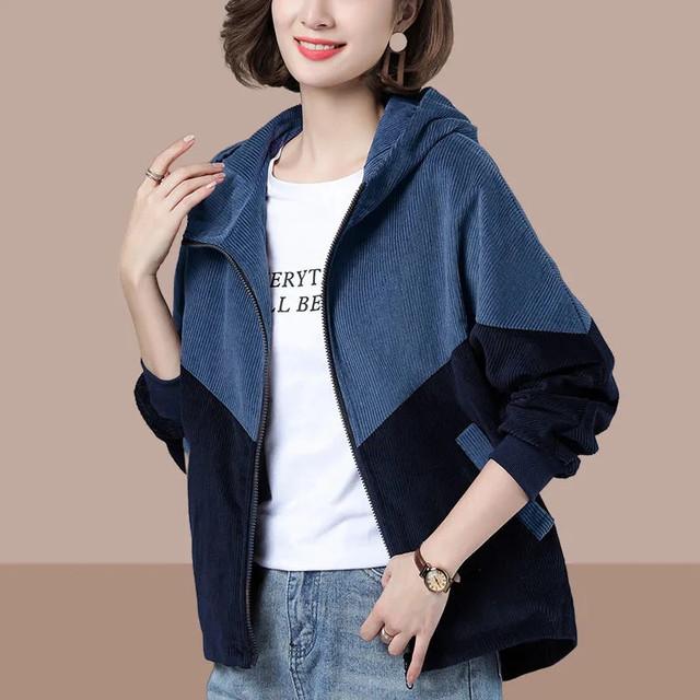 Осенняя женская куртка с длинным рукавом, куртки с капюшоном, вельветовое повседневное пальто, женская ветровка, свободная верхняя одежда 4xl