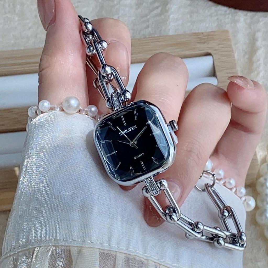 SUNLIFEX Винтажные золотые женские часы-браслет с квадратной цепочкой