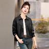 Black Small Leather Jacket Women's Spring and Autumn New Short Jacket Fashion Casual Design Top