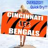 Cincinnati Bengals Print Beach Towel, Large Soft Quick Dry Towel for Beach Camping Swimming