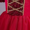 Children Girls Piano Performance Dress Mesh Puffed Sleeves Christmas Evening Dresses