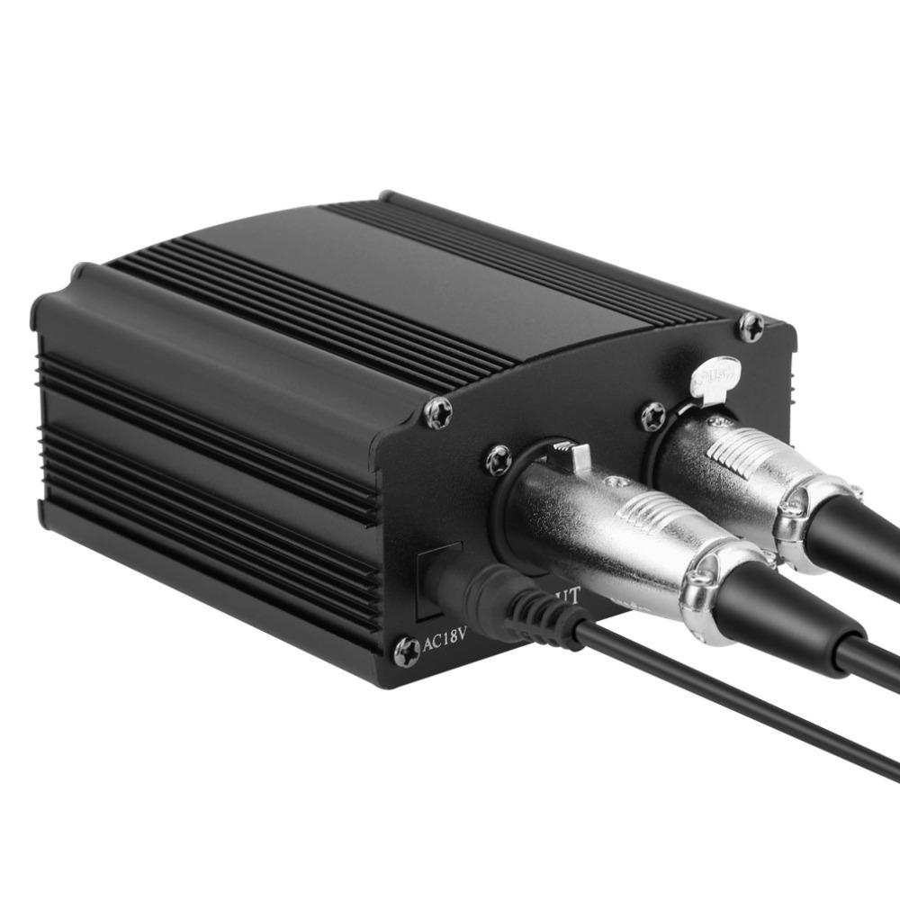 48V Phantom Power Supply with Adapter Bonus+XLR 3 Pin Microphone Cable for Any Condenser Microphone Music Recording Equipment
