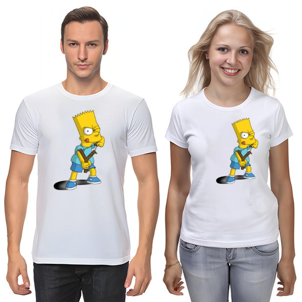 The Simpsons,Homer,Marge,Bart,Lisa Figure, Short Sleeve White-Black Men's / Women's T Shirt K529