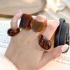 Vintage Brown Color Resin Wide Rings For Women Korean Geometric Heart Rectangle Chunky Finger Rings Party Jewelry Accessories