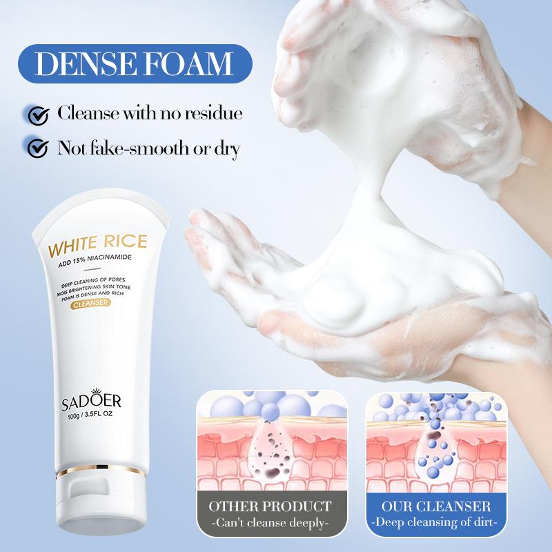 SADOER White Rice Nicotinamide Brightening Cleanser Gentle Cleansing Cleanser