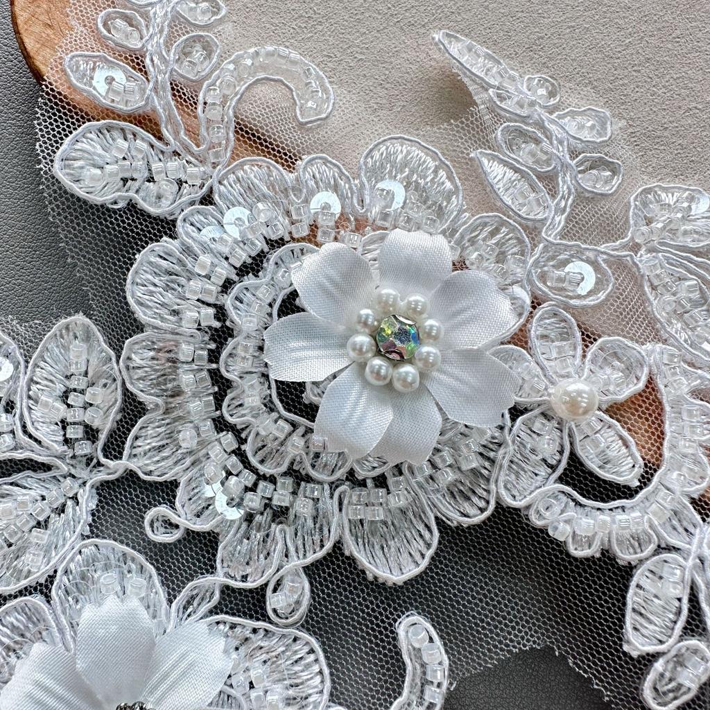 Three-Dimensional Lace Sequins Flower Clothing Wedding Dress Cheongsam Accessories Beads Hand Sewn Clothing Accessories Diy Jewelry Decoration