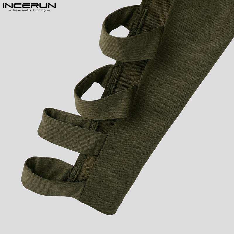 INCERUN Мужские короткие топы с длинным рукавом, однотонные укороченные толстовки с капюшоном