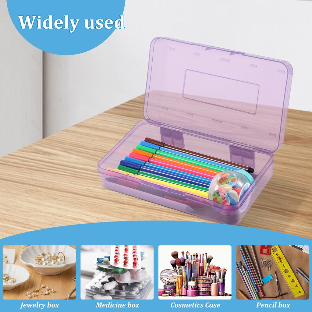 6 шт. Пластиковый пенал Прозрачный Пенал большой вместимости Штабелируемый Полупрозрачный Пенал Портативное хранение для дома и офиса