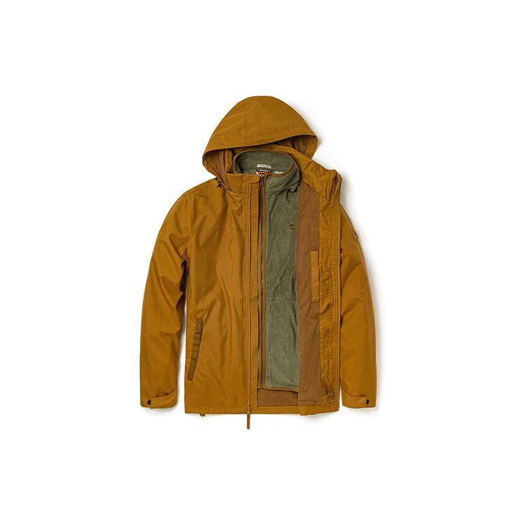 Timberland Outdoor 3-In-1 Packable Hooded Logo Jacket Men Jackets Wheat A2EU1-P47