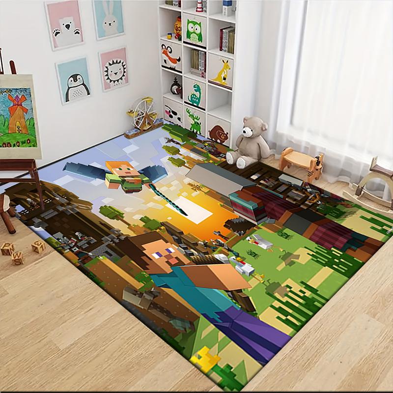 Minecraft Adventure Scene Carpet Rug Soft Washable Anti Slip Home Living Room Sofa Mats Personalized Christmas Rug
