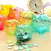 1 Pcs Pig Piggy Bank Transparent Plastic Money Saving Box Case Cartoon Pig Coin