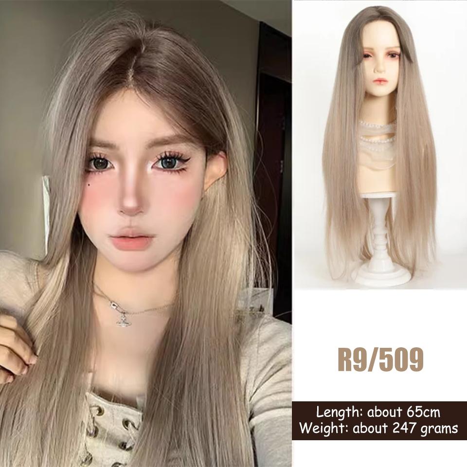 WTB Коричневый градиентный парик на всю голову синтетический женский коричневый градиент волнистые длинные волосы большая волна S волосы шов на всю голову парик