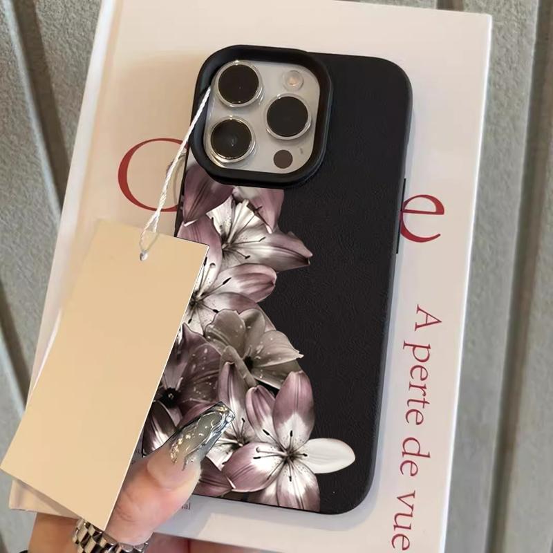 Темно-фиолетовый цветок лилии Личи текстура Чехол для телефона Для iPhone 11 12 13 14 15 16 17 Pro Max 14 15 Plus 17 Air Силиконовый Мягкий чехол
