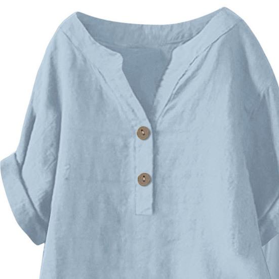 Комплект из 2 предметов из хлопка и льна для женщин, короткий рукав, V-образный вырез, широкие шорты, летний повседневный свободный комплект для отдыха