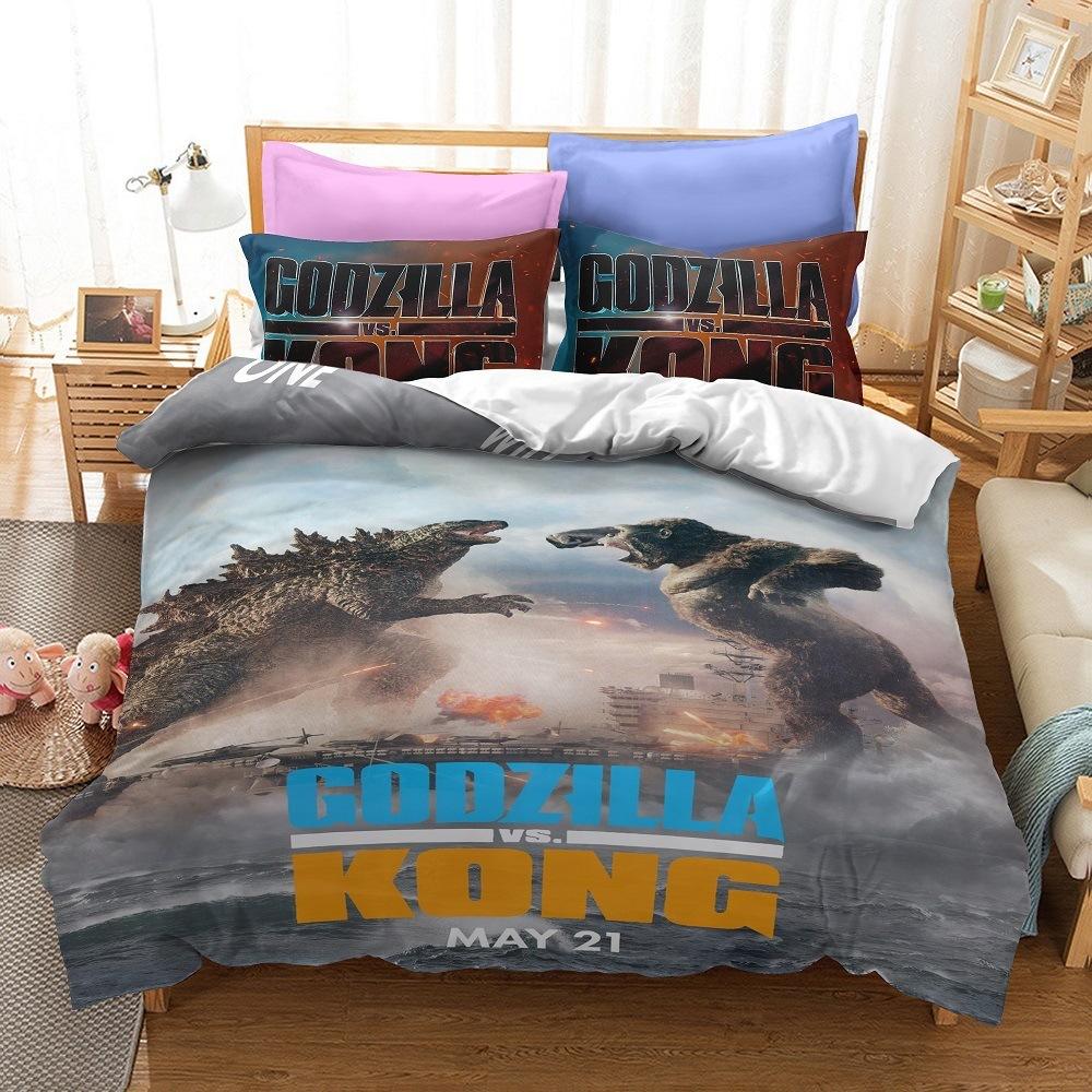 3D Printing Monsters G-Godzillas Bedding SetVS KingKongs Duvet Cover Set with Pillowcase 2/3pcs Quilt covers Twin Queen Single