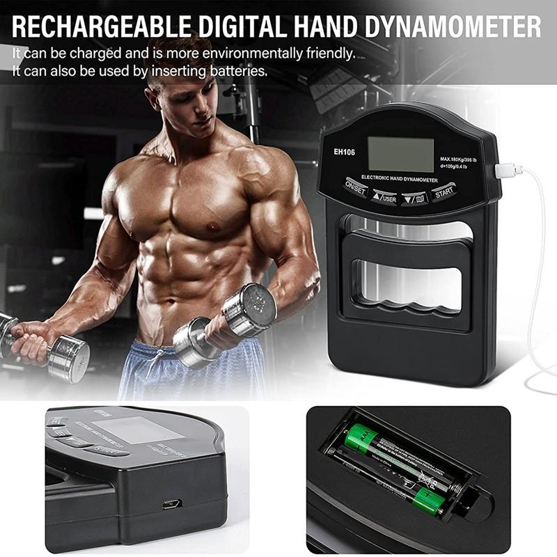 396 фунтов/180 кг USB ЖК-экран Ручной динамометр для измерения силы хвата Тестер силы хвата Ручной цифровой электронный измеритель силы хвата
