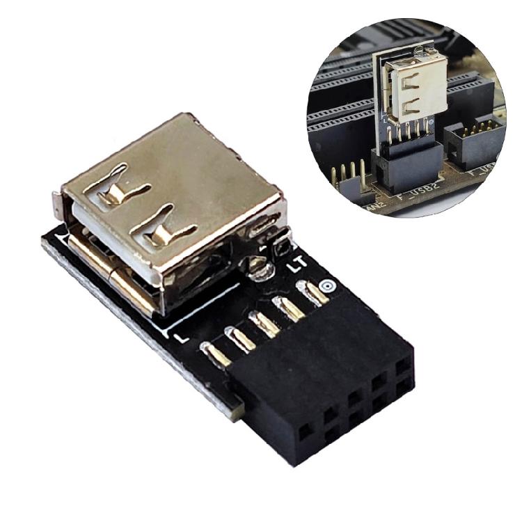 USB 9-контактный на USB 2.0 Type-A Female Адаптер для материнской платы Простое подключение USB-устройств
