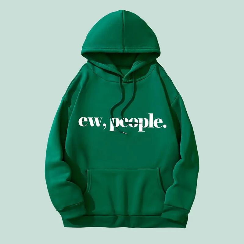 Женские повседневные худи с капюшоном и длинными рукавами, с большим карманом, с принтом букв EW.PEOPLE