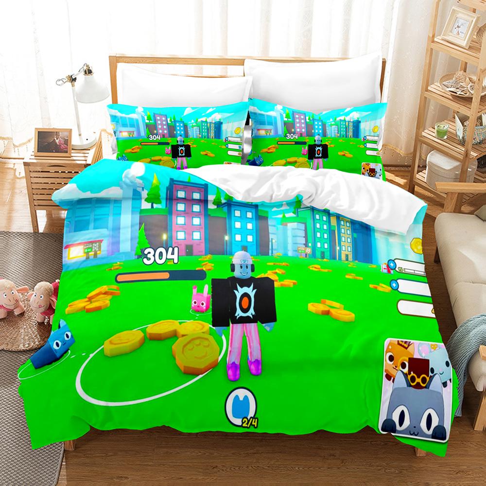 Игры Cute Pet Simulator X 3D печать Комплект постельного белья Односпальная кровать Двуспальная кровать King Bed Set Детская спальня Пододеяльник Комплект Домашний текстиль