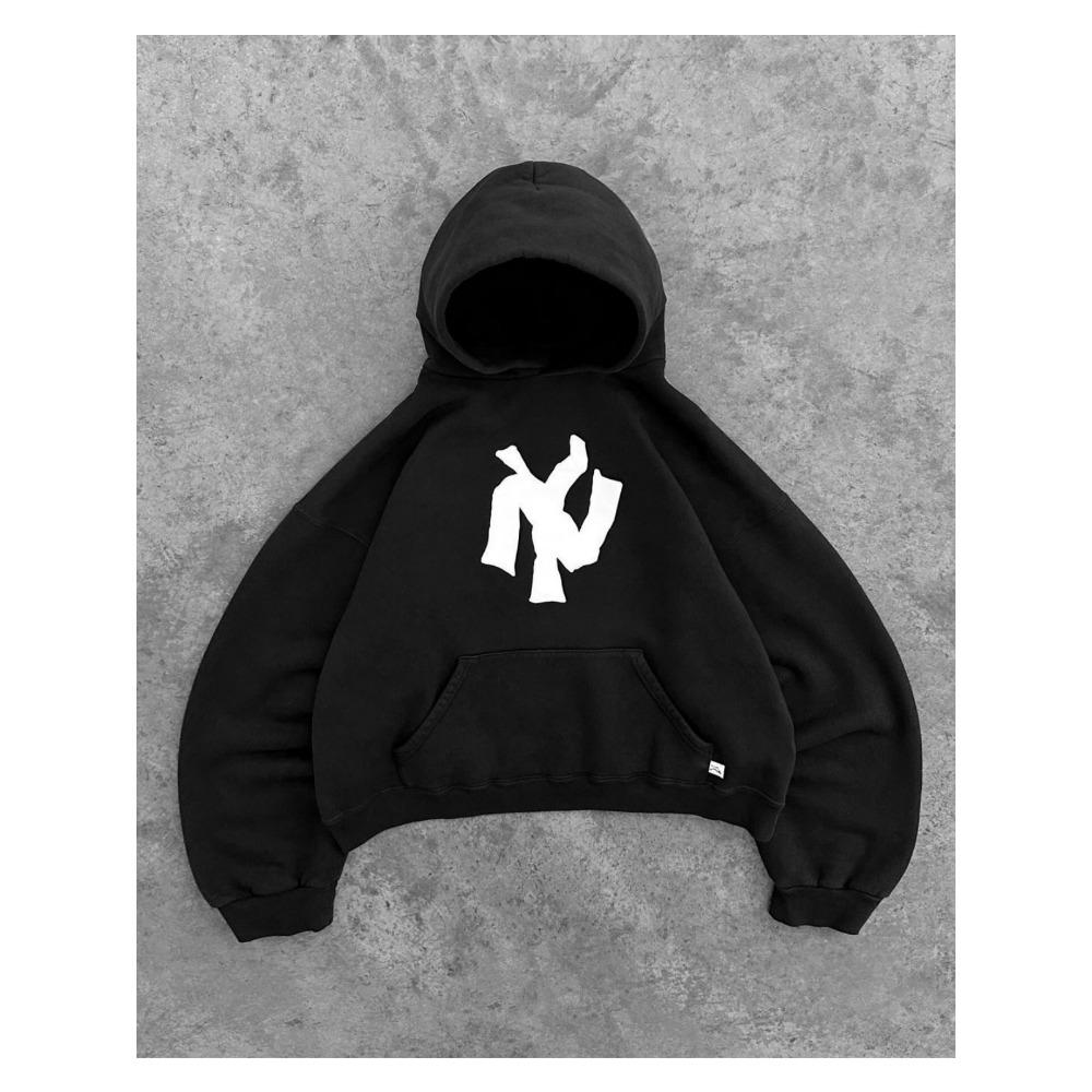 ZYLLO Харадзюку Ретро Новая Печать Цветок Раскрывающийся Свитер С Капюшоном Y2K Уличный Хип-Хоп Повседневный Свободный Свитшот Парный Топ