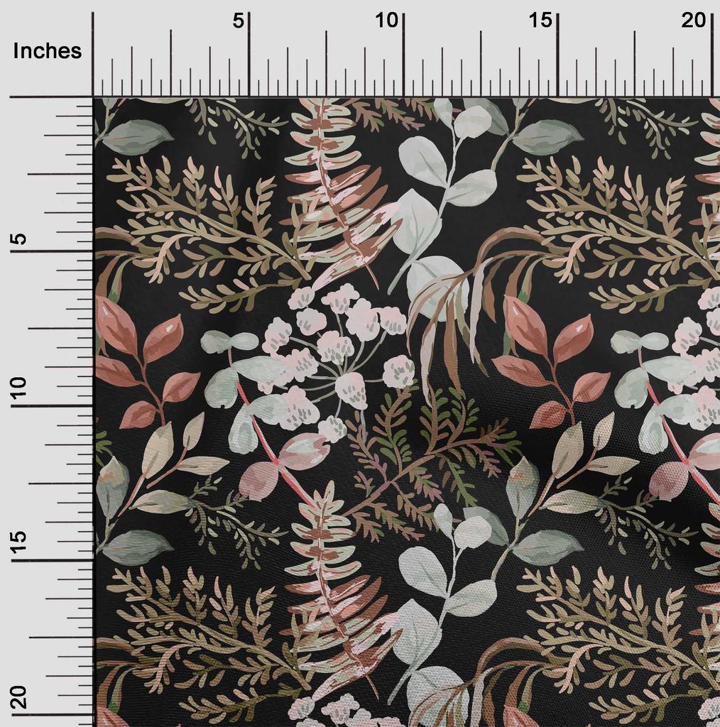 oneOone Хлопковая гибкая синяя ткань с листьями, материал для платья, ткань с принтом, по ярдам, 40 дюймов