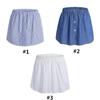 Women Layering Fake Top Lower Sweep Skirt Buttons Blue Striped Blouse A-Line False Hem High Waist Skirt Extenders for Sweater