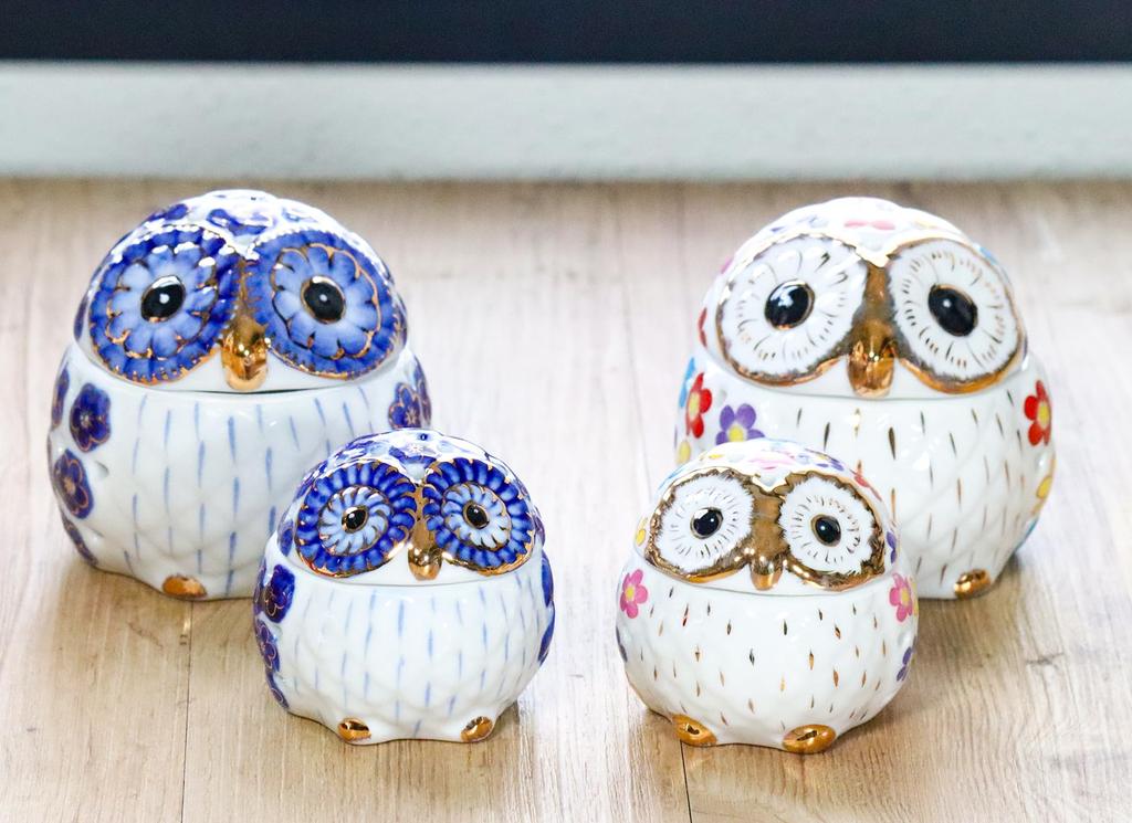 Castle Enterprise Flower Owl 6cm Trinket Box x Set God of Learning in For Commercial Use (Small) (Blue) 10-Piece "No Hardship" - Europe,