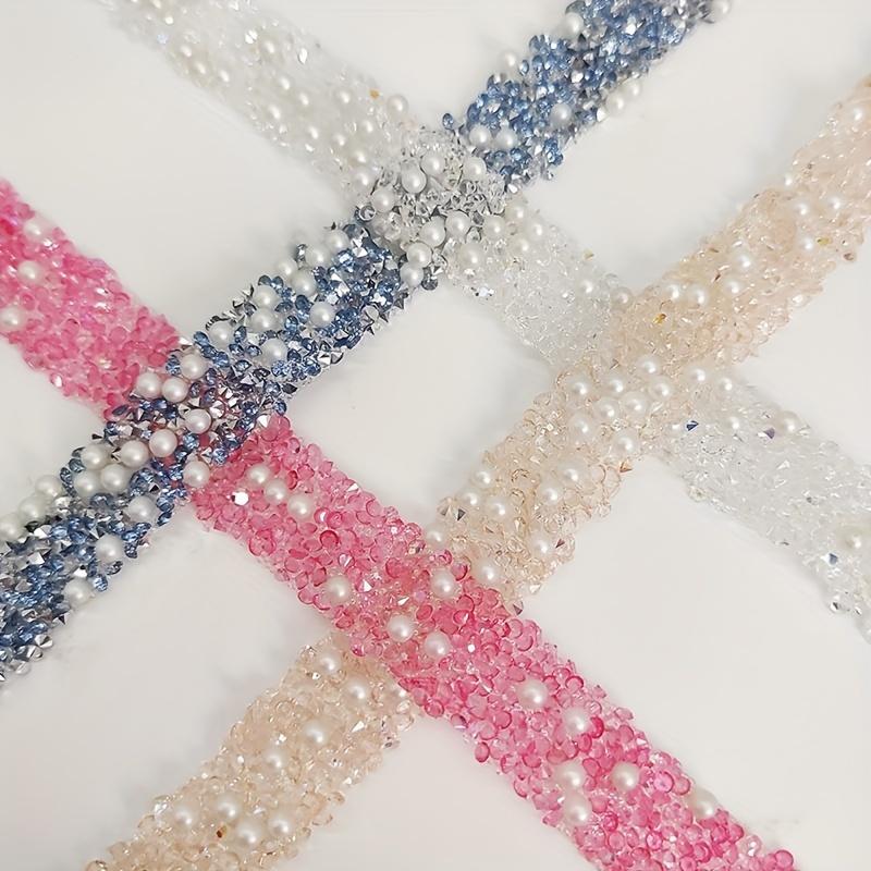 Versatile Multi-Color Rhinestone Ribbon - 1 Yard, Easy Stick & Cut for DIY Fashion, Gifts, and Decorations