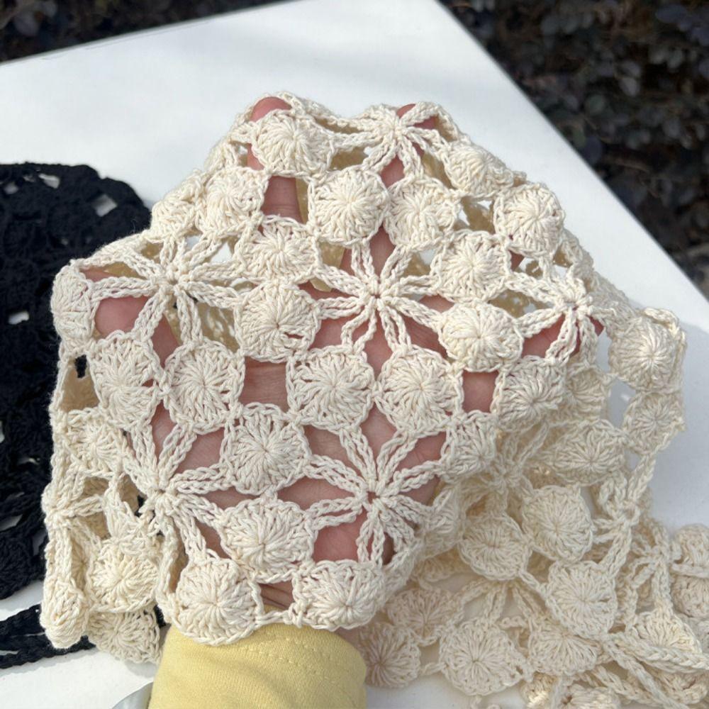 Tassel Crochet Flower Hat Floral Bohemian Style Beanies Cute Weave Cap Spring Summer