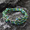 Navy Style Silver Anchor Bracelet Handmade Braided Multi-Layer Braslet Nautical Surf Viking Colorful Rope Couple Jewelry