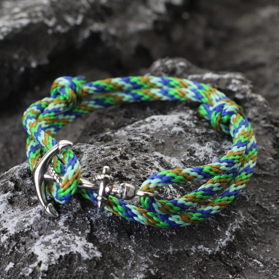 Navy Style Silver Anchor Bracelet Handmade Braided Multi-Layer Braslet Nautical Surf Viking Colorful Rope Couple Jewelry