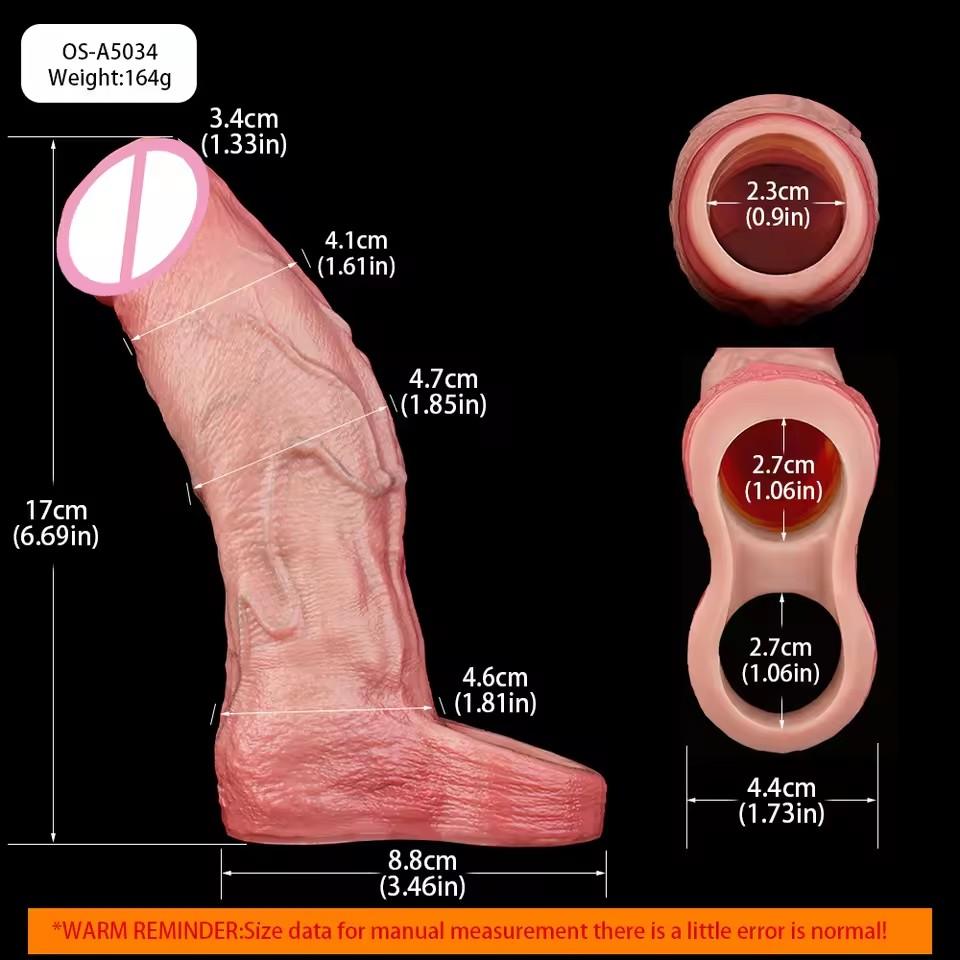 Реалистичный силиконовый рукав на пенис размера S M L XL с открытым концом, кольцо, реалистичный полый дилдо, секс-игрушка для увеличения пениса