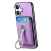For iPhone 16 Case Compatible with MagSafe Skin-Touch Cover with Card Bag Kickstand - Purple