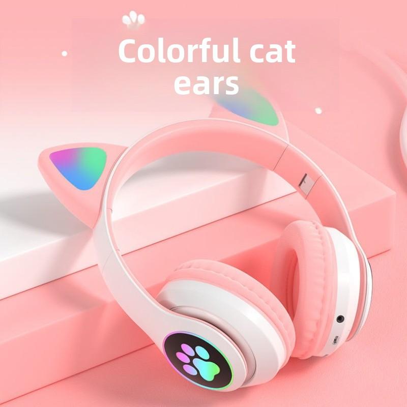 Cat Ear Luminous Headset STN-28 Girls' Cute E-sports Game Wireless Headset Bluetooth Headset