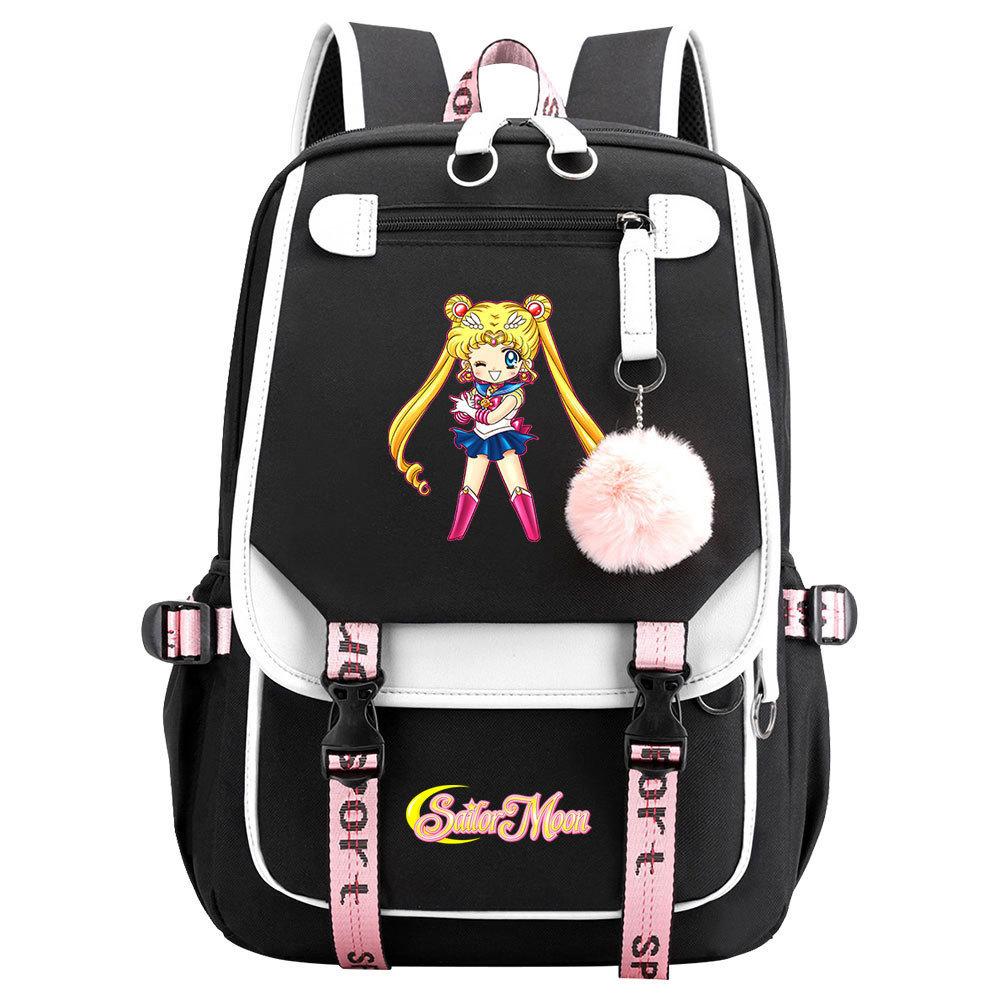 Новый аниме-рюкзак Sailor Moon с USB-подключением для подростков и школьников, мужской и женский, с откидной крышкой.