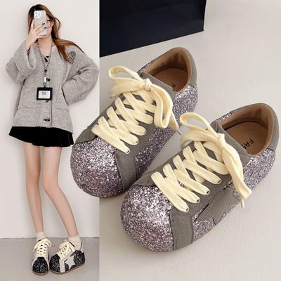 Капибара сверкающие туфли-звезды женские 2025 осень новые милые большая голова внутренняя высота увеличение мода повседневная обувь