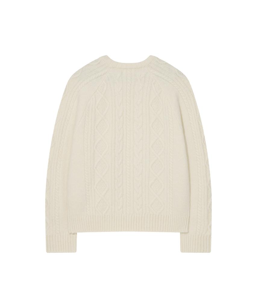 COVERNAT WOMAN Wool Blend Cable Knit Ivory