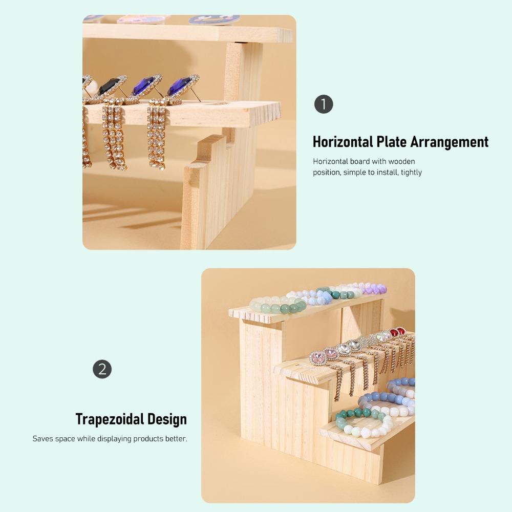 Multifunctional Display Stand Riser 3 Tier Wooden Display Rack Cabinet Storage