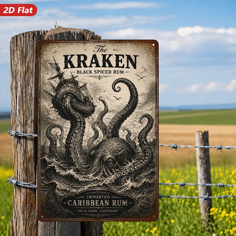 The Kraken Black Spiced Rum Metal Sign