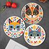 Decorative Mug Coasters for Desk 6 Pcs Cute Cat Coasters, Thick Heat-Resistant Wood Coaster Tabletop Protection, Siamese Pattern Table Pads