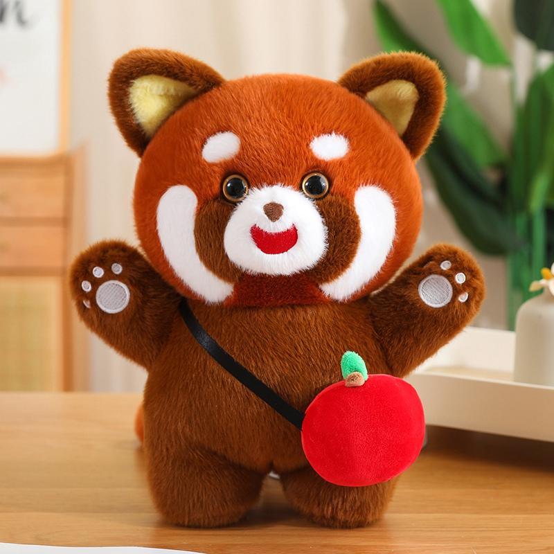 Red Panda Simulation Standing Squat Satchel Fruit Vegetable Series Soft Cartoon Animals Plush Pillow Children Xmas Gifts Anime