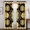3D-принт, современный роскошный бренд, золотой и черный узор, 2 шт., тонкие затеняющие оконные шторы для гостиной, спальни, крючки