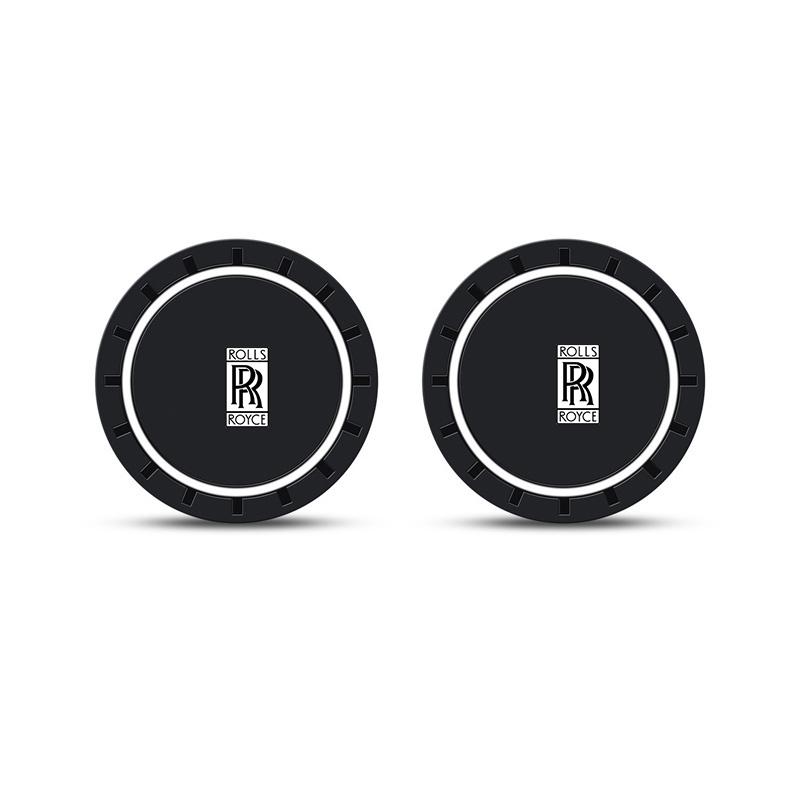 2PC Leather Interior Car Anti Slip Mat Coaster Car Water Cup Slot Accessory for Rolls-Royce Cullinan Phantom Ghost Wraith Dawn