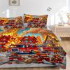 Firefighters Flames Town Print 3Pcs Bedding Setduvet Cover With 2 Bedropillowcase Home Birthday Gift
