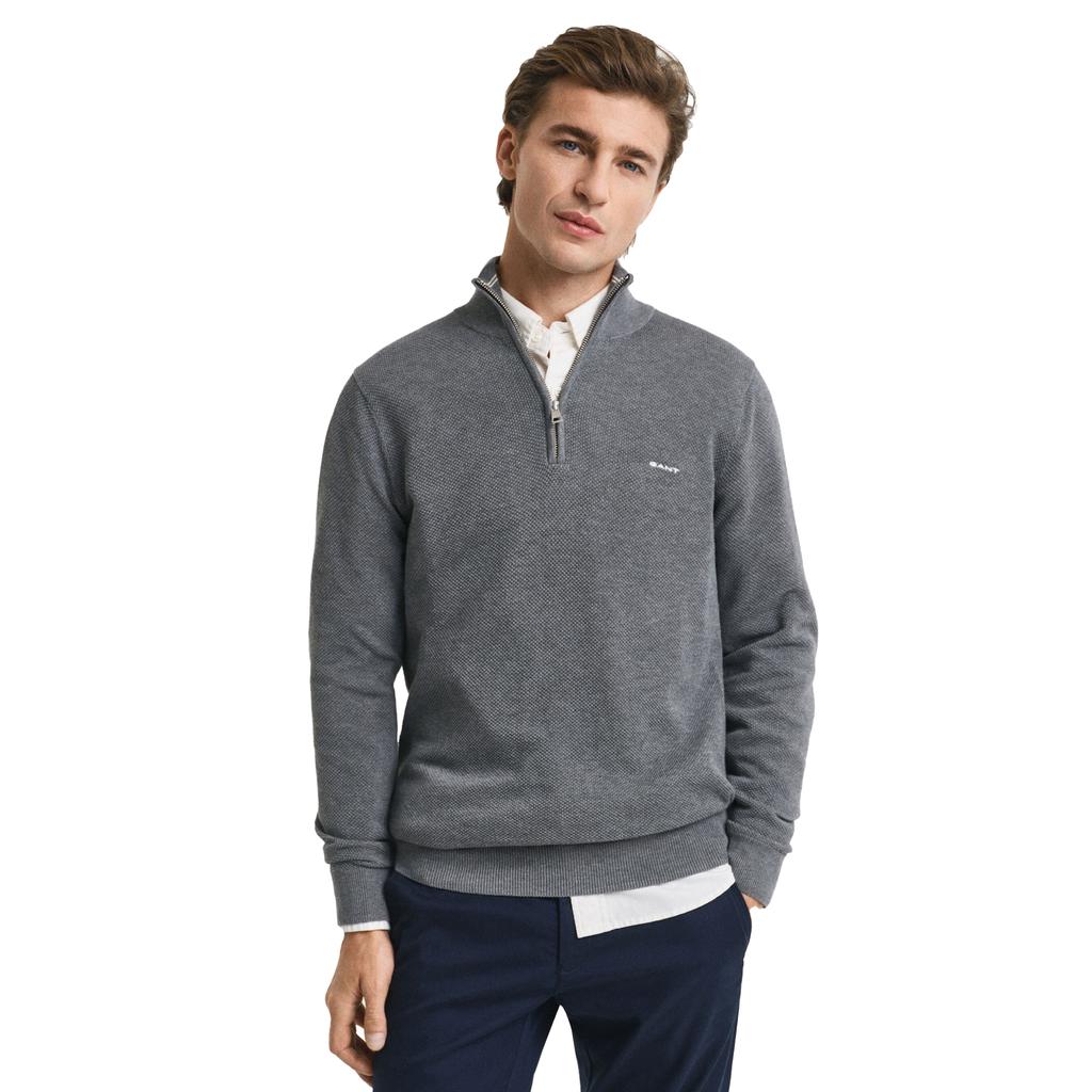 Gant Mens Cotton Pique Half Zip Sweater Top